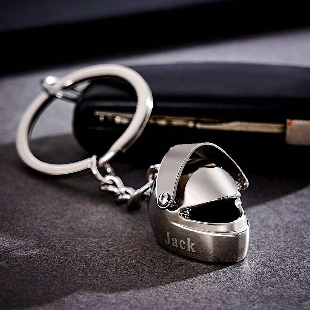 Personalisierter Name Monogramm Motorradhelm Schlüsselanhänger Geburtstag Vatertag Geschenk Für Biker Motorradfahrer Papa Freund - CustWitDE