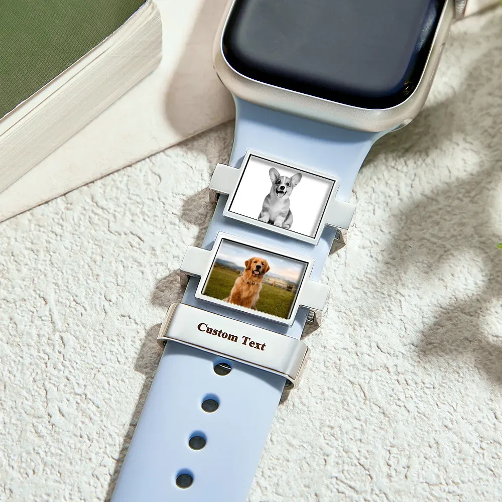 Personalisierter Uhrenarmband-charm, Personalisierter Foto-smartwatch-charm, Personalisierter Bild-uhrenarmband-charm, Graviertes Smartwatch-accessoire