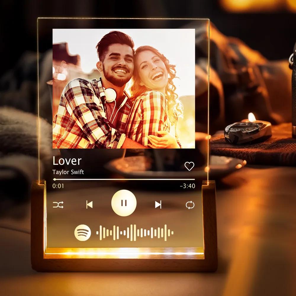 Scanbare Spotify-code-plakette, Nachtlicht, Musik Und Foto, Acryl, Verschiedene Musik-kombinationsstile