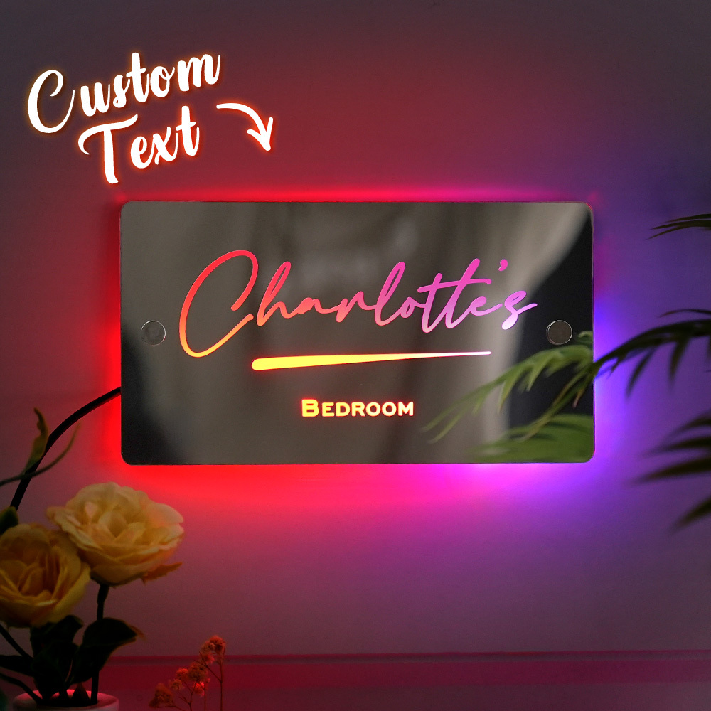 Personalisierte Namensspiegeltafel Mit Led-beleuchtung Fürs Schlafzimmer