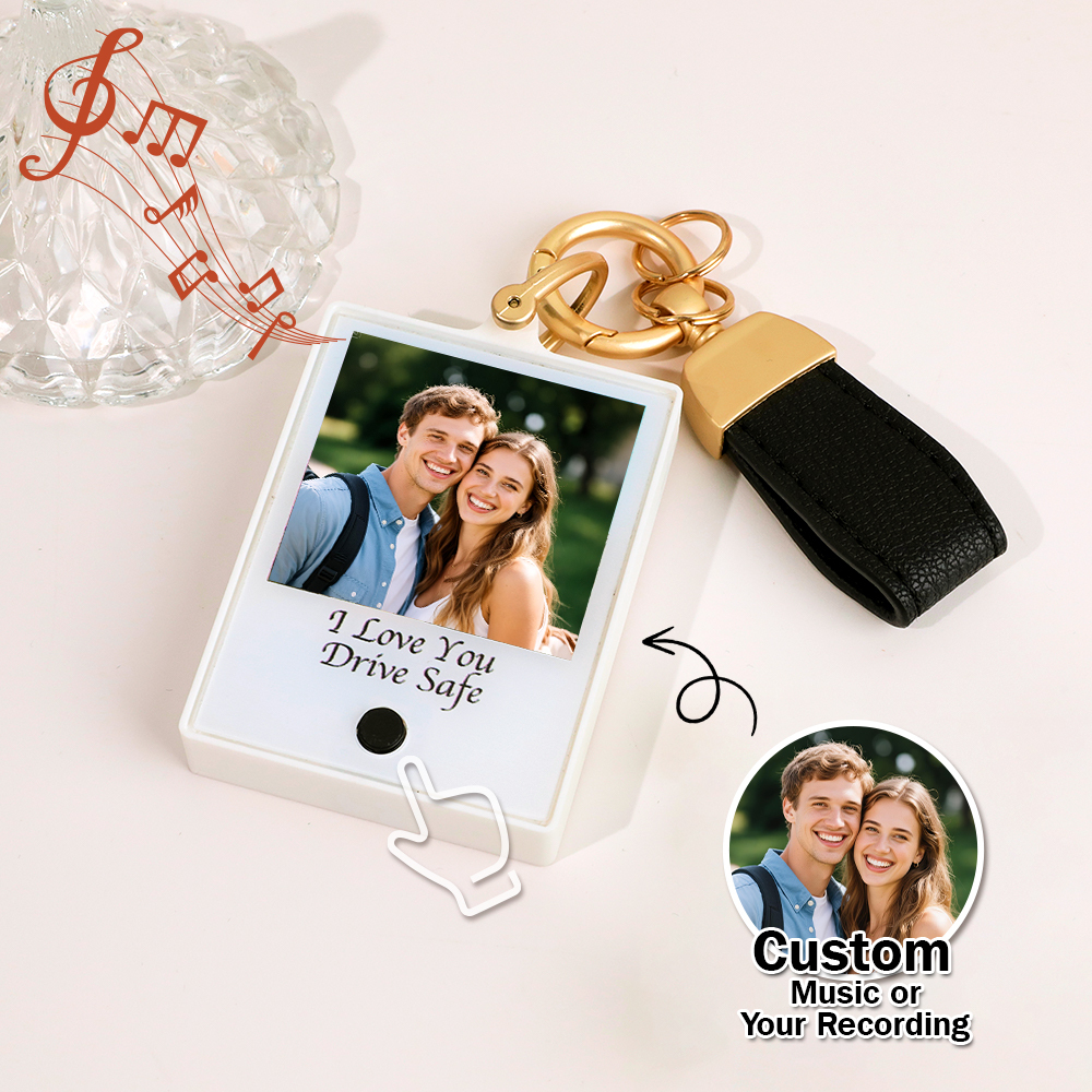 Custom Keychain With Photo and Text – Meaningful Gift with Your Personalized Music or Recording For Dad, Mom, Family, Friends