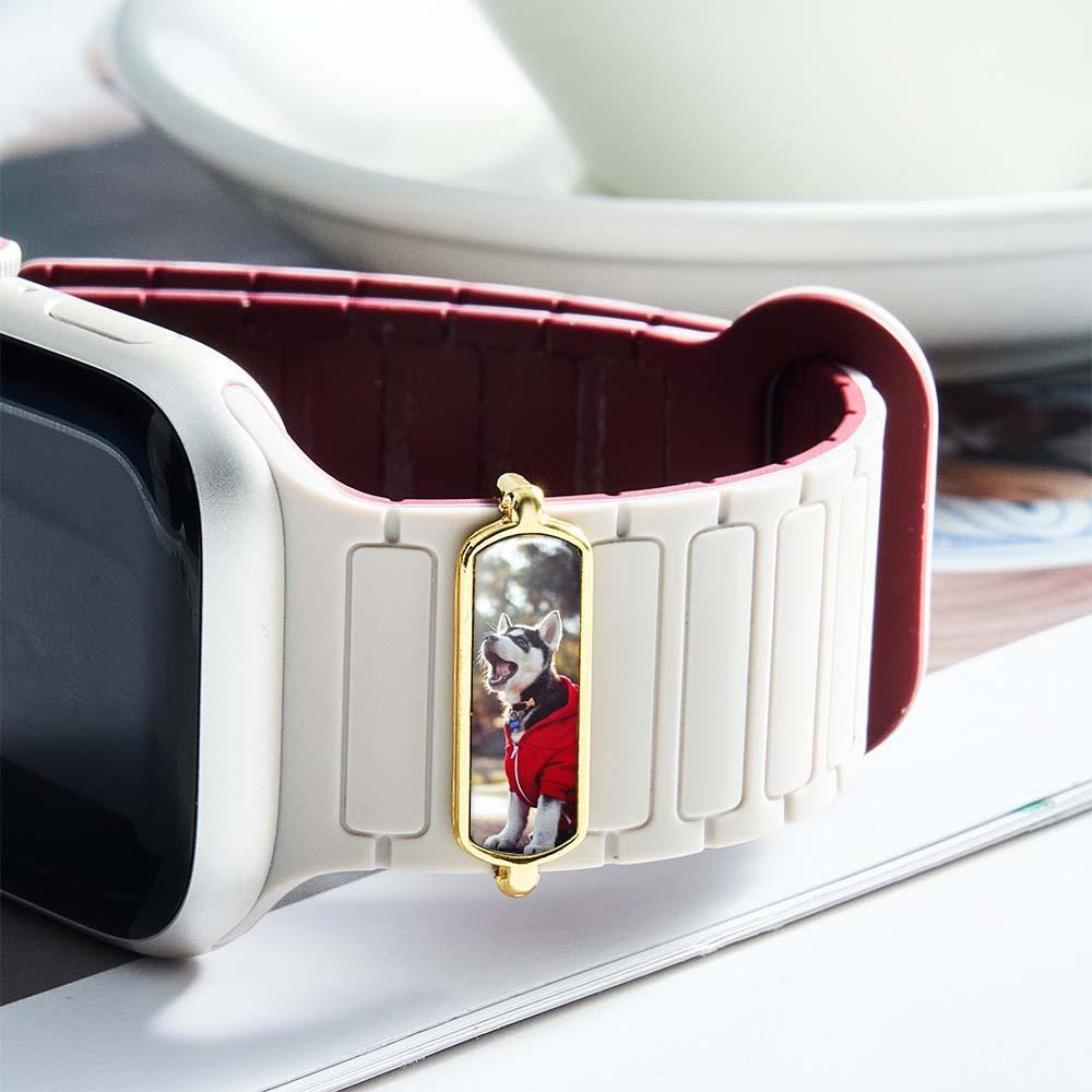 Breloque Pour Bracelet De Montre Avec Photo Gravée Personnalisée - Accessoire Personnalisé Pour Montre Connectée - CustWitFR