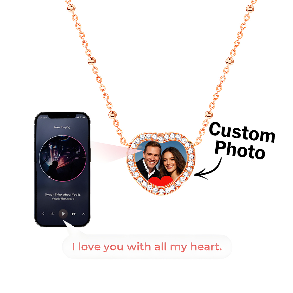 Collier Photo Personnalisé Nfc, Collier Cœur, Cadeau Créatif Pour Amoureux - CustWitFR