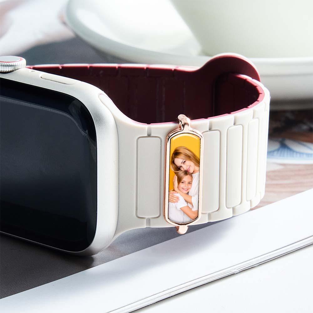 Breloque Pour Bracelet De Montre Avec Photo Gravée Personnalisée - Accessoire Personnalisé Pour Montre Connectée - CustWitFR