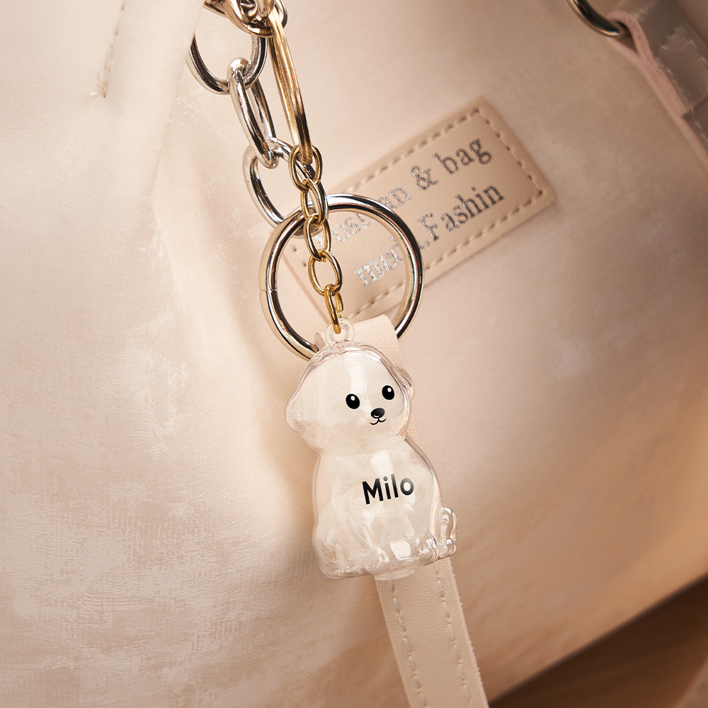 Dog Hair Collector Keychain Bag Charm Memorial Storage Box Sentimental Perfect for Storing Pet Hair Gift for Dog Lovers - CustWit