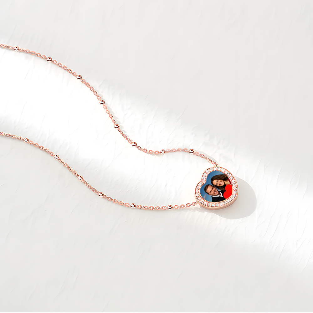 Collier Photo Personnalisé Nfc, Collier Cœur, Cadeau Créatif Pour Amoureux - CustWitFR