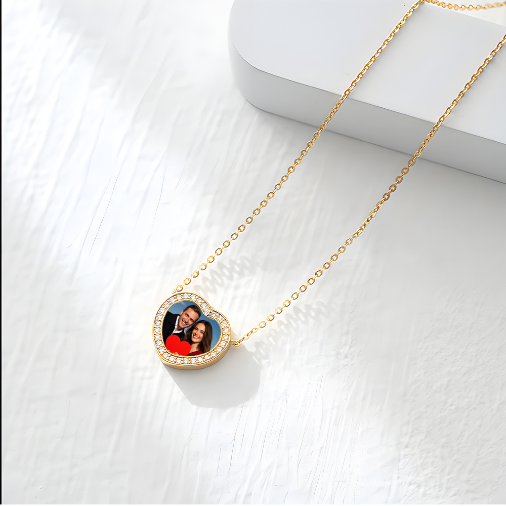 Collier Photo Personnalisé Nfc, Collier Cœur, Cadeau Créatif Pour Amoureux - CustWitFR