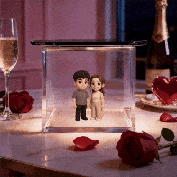 Coffrets Lumina 3d Représentant Un Couple De Dessin Animé | Vidéo Hologramme Haute Transmission | Cadeau De Saint-valentin - CustWitFR