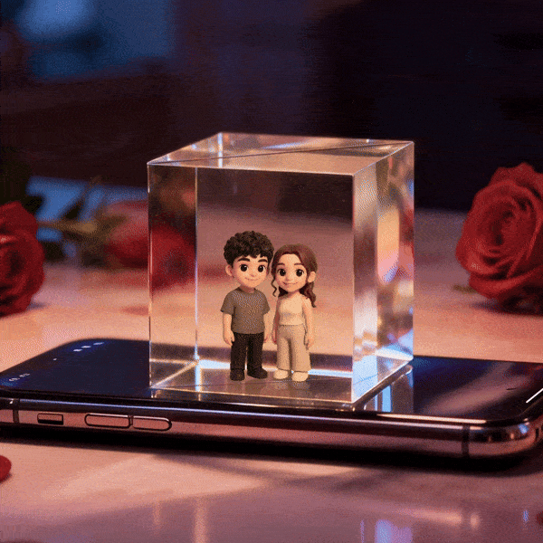 Coffrets Lumina 3d Représentant Un Couple De Dessin Animé | Vidéo Hologramme Haute Transmission | Cadeau De Saint-valentin - CustWitFR