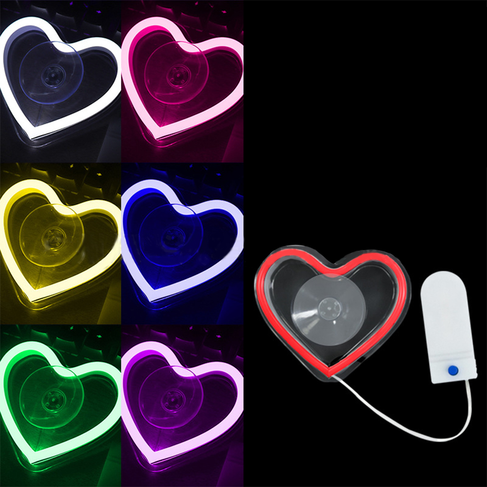 LED Heart Neon Light for Car Triangle Window – Battery Powered Interior Atmosphere Lamp
