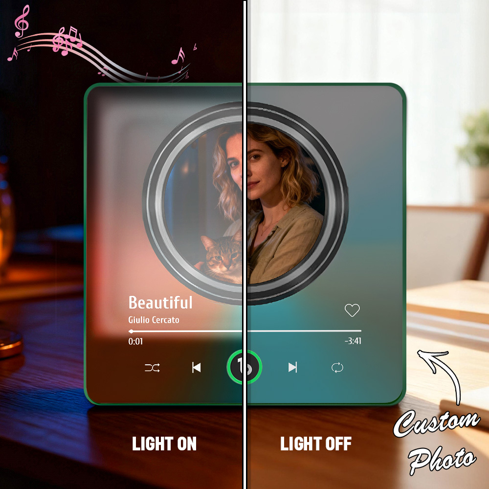 Personalized Light-Up Fridge Magnet With Music Play Custom Songs With Photo Unique Gift for Family