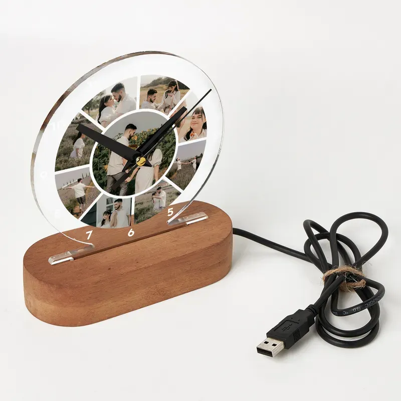 Horloge Photo Personnalisée Avec Lumière Led, Cadeau Souvenir Réconfortant Pour La Famille, Les Couples Et Les Amis