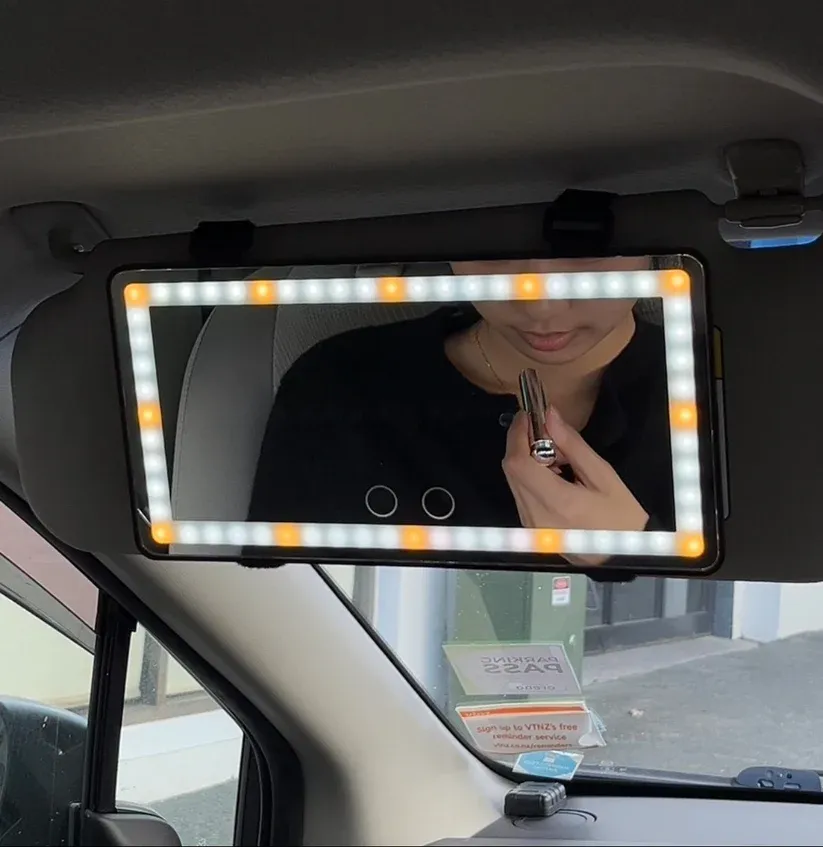 Custom LED Vanity Mirror for Car Visor – Dimmable Lighted Makeup Mirror