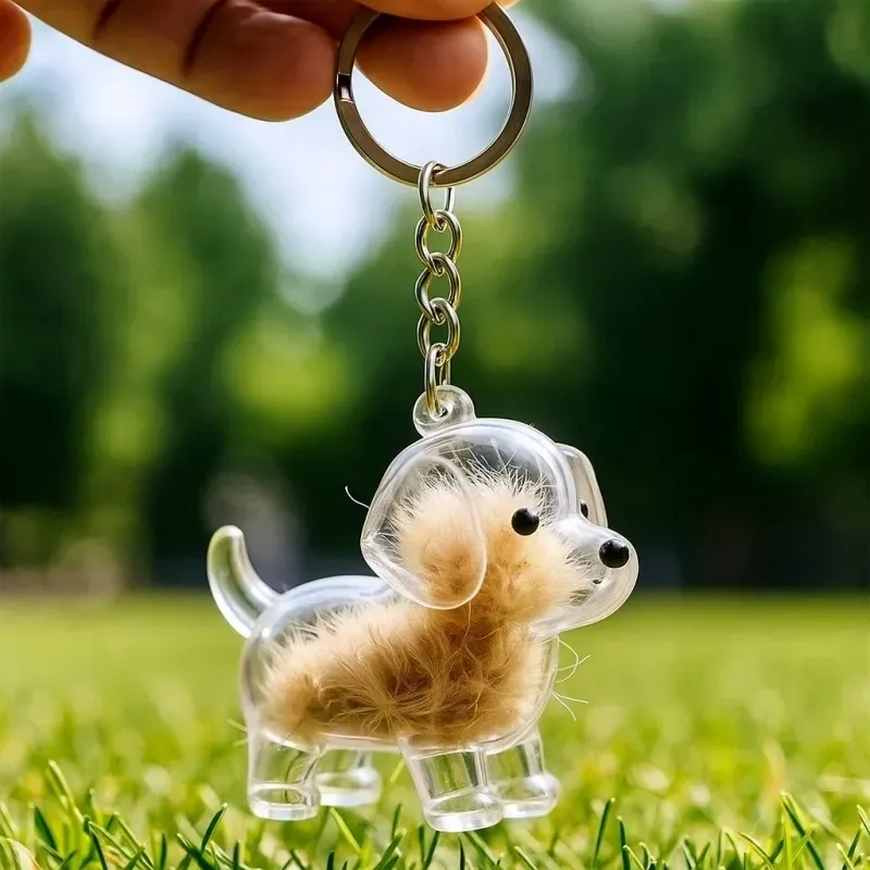 Dog Hair Collector Keychain Bag Charm Memorial Storage Box Sentimental Perfect for Storing Pet Hair Gift for Dog Lovers - CustWit