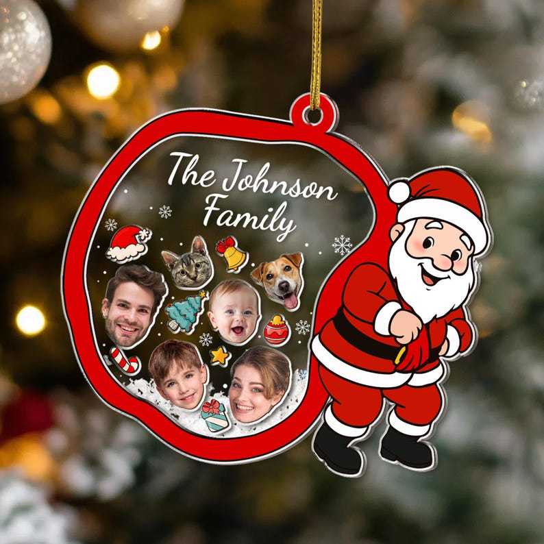 Ornement De Noël Shaker Personnalisé Avec Photos De Famille Et Texte Pour Noël