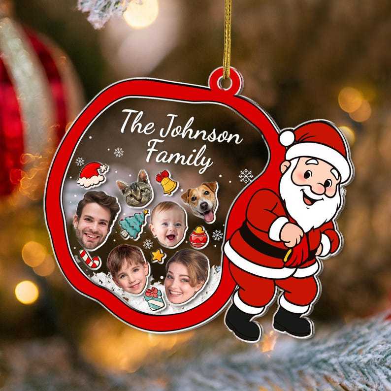 Ornement De Noël Shaker Personnalisé Avec Photos De Famille Et Texte Pour Noël