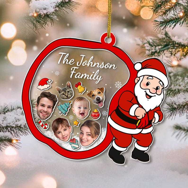 Ornement De Noël Shaker Personnalisé Avec Photos De Famille Et Texte Pour Noël