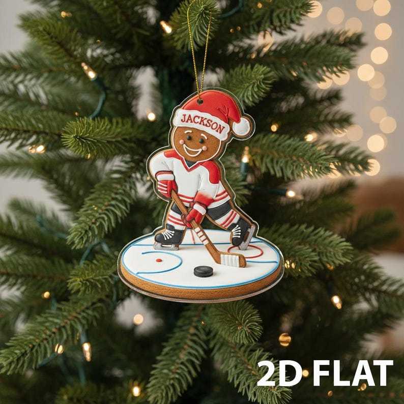 Ornement De Noël Personnalisé En Forme De Bonhomme En Pain D'épices Avec Chapeau De Père Noël, Nom Personnalisé, Pain D'épices, Golf, Football, Bowling, Yoga, Joueur De Hockey, Décoration, Cadeau Mignon
