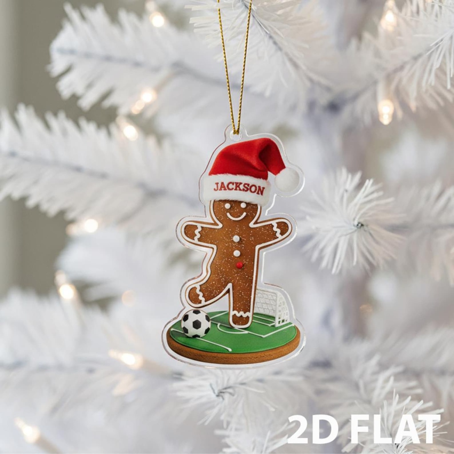 Ornement De Noël Personnalisé En Forme De Bonhomme En Pain D'épices Avec Chapeau De Père Noël, Nom Personnalisé, Pain D'épices, Golf, Football, Bowling, Yoga, Joueur De Hockey, Décoration, Cadeau Mignon