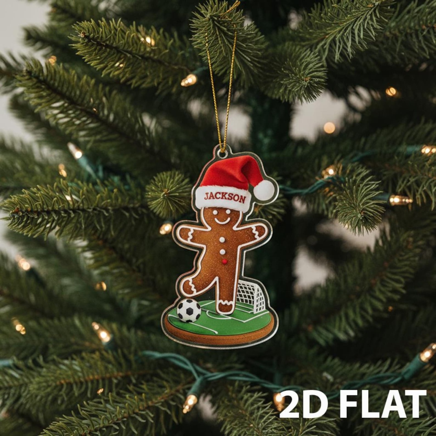 Ornement De Noël Personnalisé En Forme De Bonhomme En Pain D'épices Avec Chapeau De Père Noël, Nom Personnalisé, Pain D'épices, Golf, Football, Bowling, Yoga, Joueur De Hockey, Décoration, Cadeau Mignon