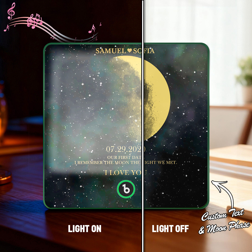 Aimant De Réfrigérateur Musical Et Lumineux Personnalisé Avec Phases De La Lune, Cadeau Spécial Pour La Famille