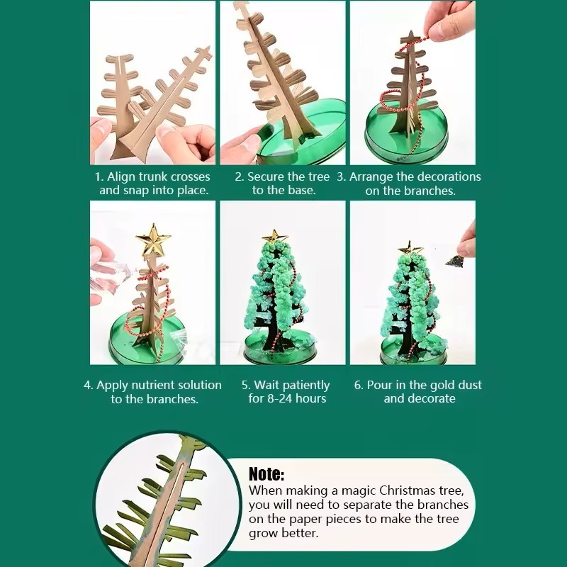 Sapin De Noël Magique Fleuri À Faire Soi-même, Arrosage Et Croissance D'un Sapin De Noël En Cristal Magique, Sapin De Noël En Cristal Magique Créatif