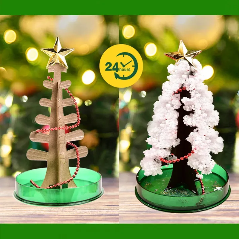 Sapin De Noël Magique Fleuri À Faire Soi-même, Arrosage Et Croissance D'un Sapin De Noël En Cristal Magique, Sapin De Noël En Cristal Magique Créatif