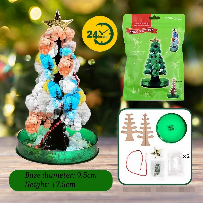 Sapin De Noël Magique Fleuri À Faire Soi-même, Arrosage Et Croissance D'un Sapin De Noël En Cristal Magique, Sapin De Noël En Cristal Magique Créatif