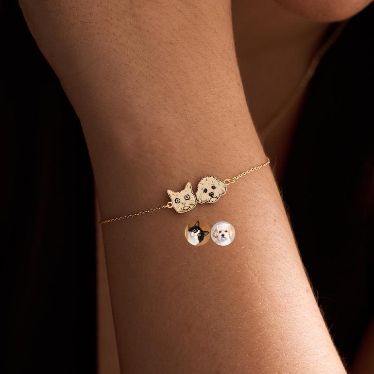 Personalized Pet Portrait Bracelet, Pet Memorial Bracelet, Custom Pet Picture Jewelry, Pet Lover Gift