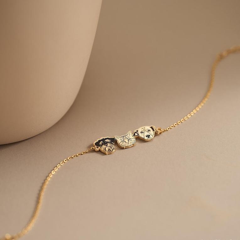 Personalized Pet Portrait Bracelet, Pet Memorial Bracelet, Custom Pet Picture Jewelry, Pet Lover Gift