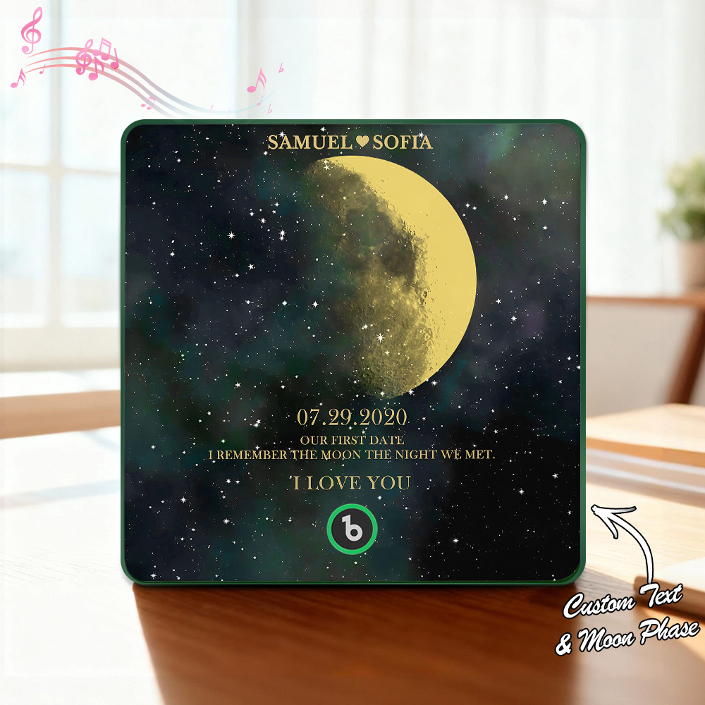 Aimant De Réfrigérateur Musical Et Lumineux Personnalisé Avec Phases De La Lune, Cadeau Spécial Pour La Famille