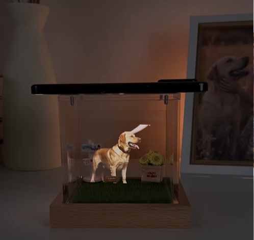 Maison Holographique Numérique Pour Animaux De Compagnie Avec Base En Bois