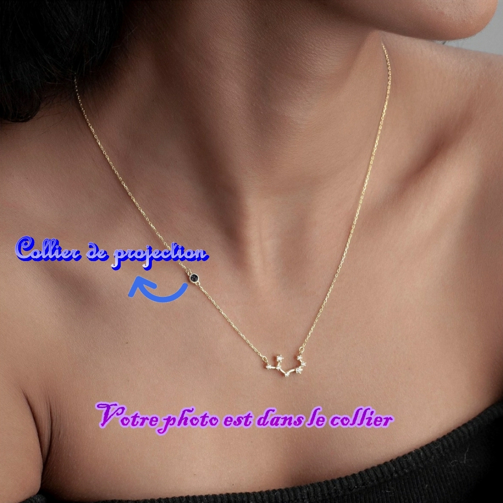 Collier Personnalisé Avec Projection Photo Du Zodiaque, Collier Constellation, Bijoux Du Zodiaque Scorpion, Sagittaire, Balance, Cadeau Pour Lui