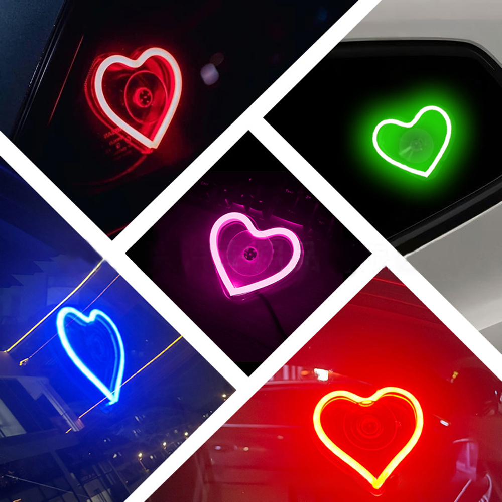 LED Heart Neon Light for Car Triangle Window – Battery Powered Interior Atmosphere Lamp