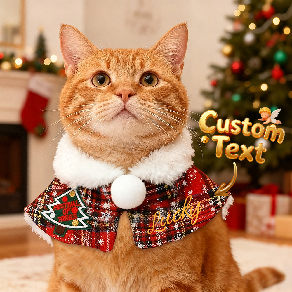 Écharpe personnalisée pour animaux de compagnie avec col en peluche, cape de Noël pour animaux, chauffe-cou pour chiens et chats, cadeau de Noël pour les amoureux des animaux