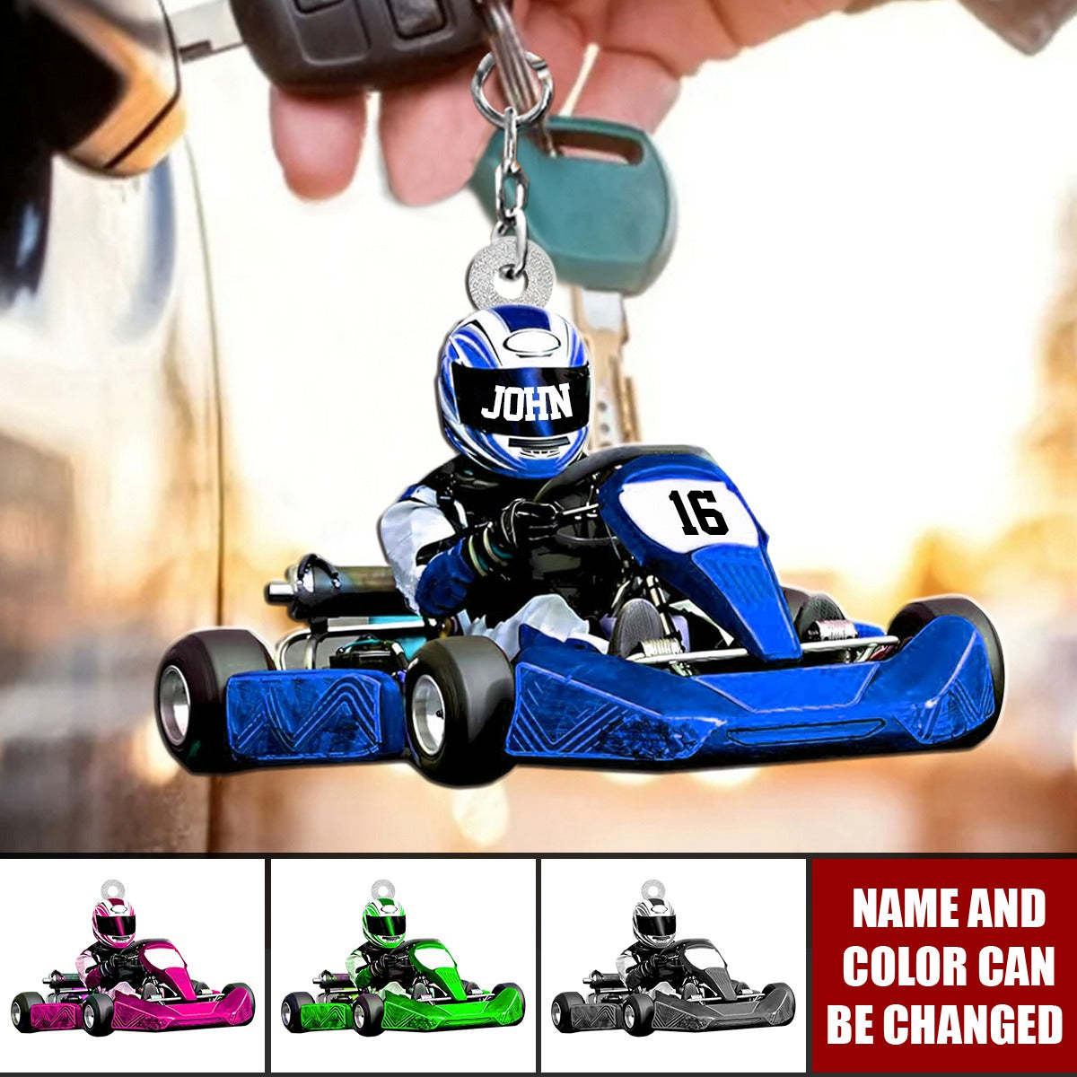 Porte-clés de voiture de course personnalisé, porte-clés de voiture de course avec nom personnalisé, cadeau pour les amateurs de voitures de course