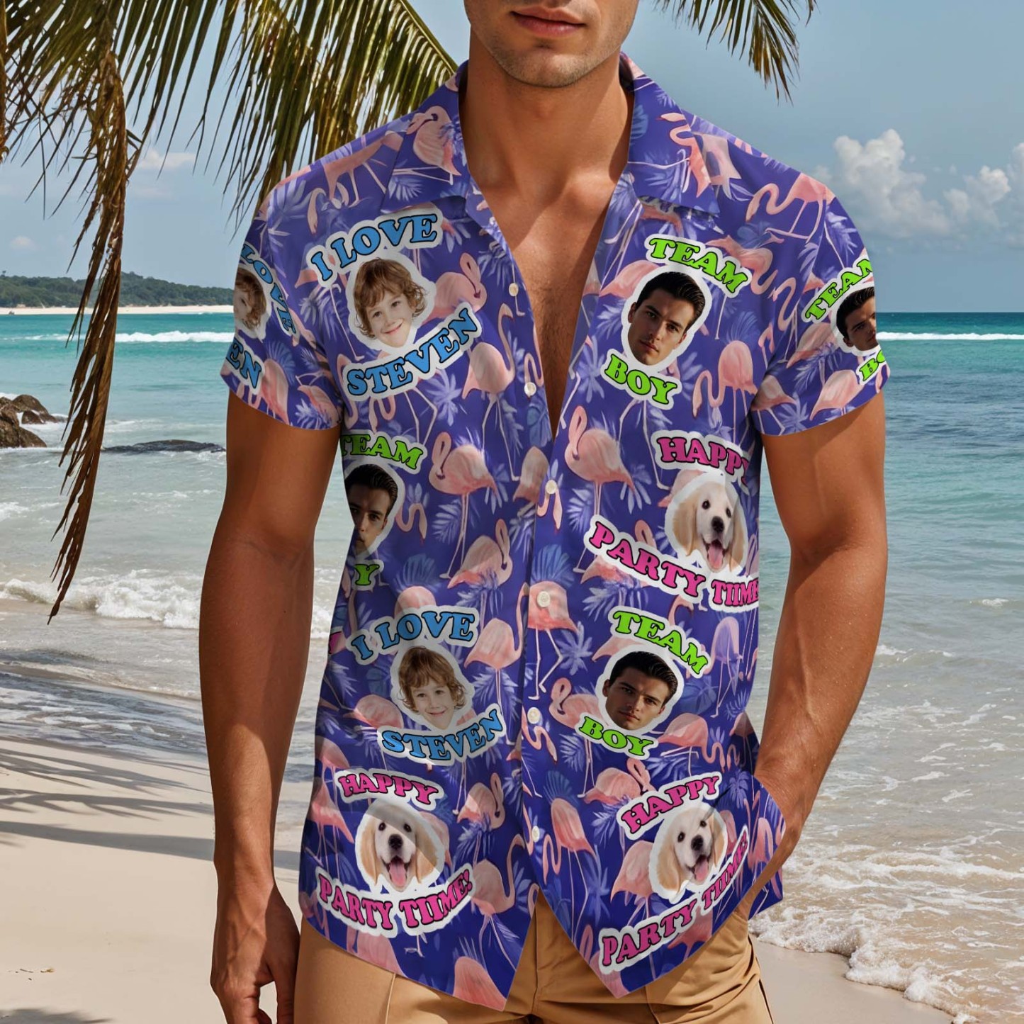 Chemise Hawaïenne Personnalisée Avec Photo De Votre Animal De Compagnie, Chien Ou Chat, Excellent Cadeau Pour Papa - CustWitFR