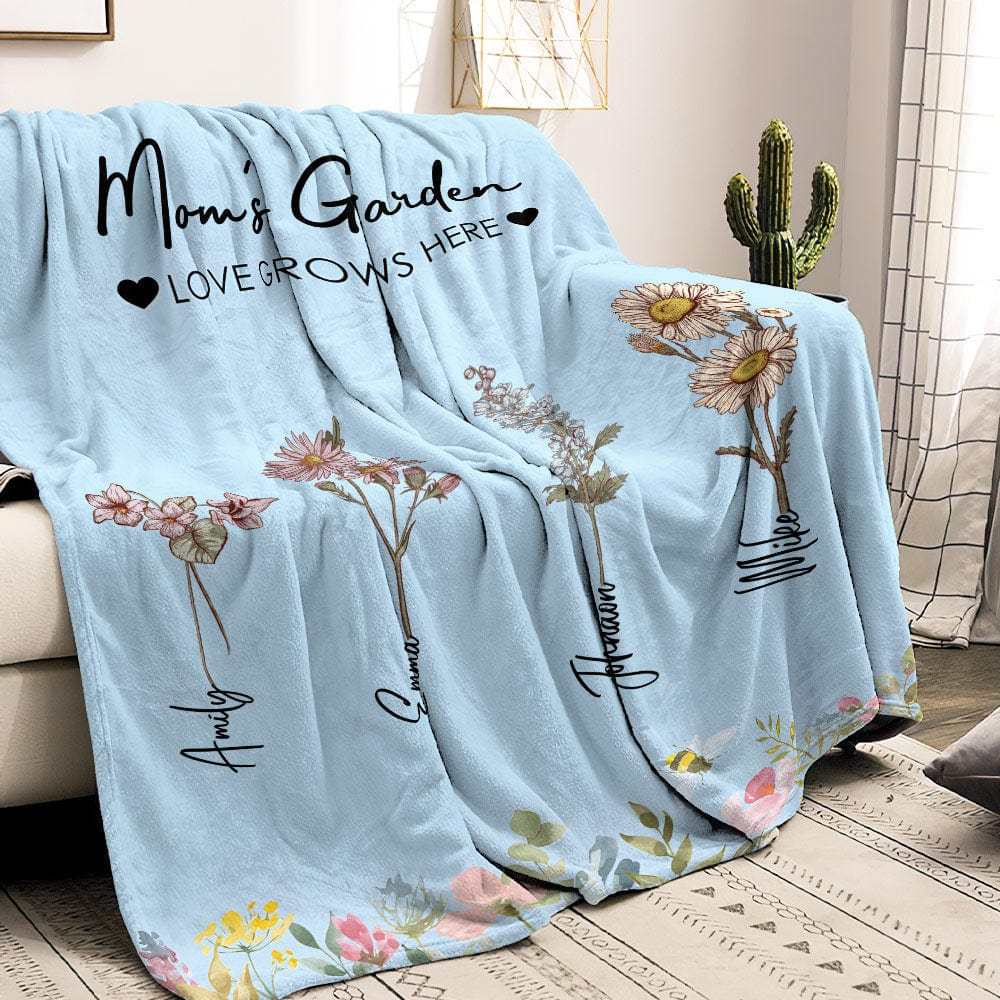 Couverture Florale Personnalisée Pour Anniversaire, Cadeau Personnalisé Pour Grand-mère - CustWitFR
