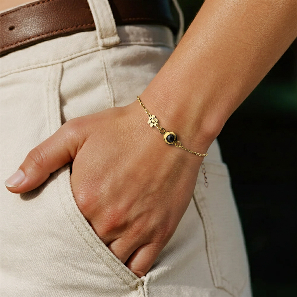 Bracelet Personnalisé Avec Nom Et Photo D'animal De Compagnie, Bracelet De Projection D'animal De Compagnie Pour Femme, Cadeau Pour Amoureux Des Animaux
