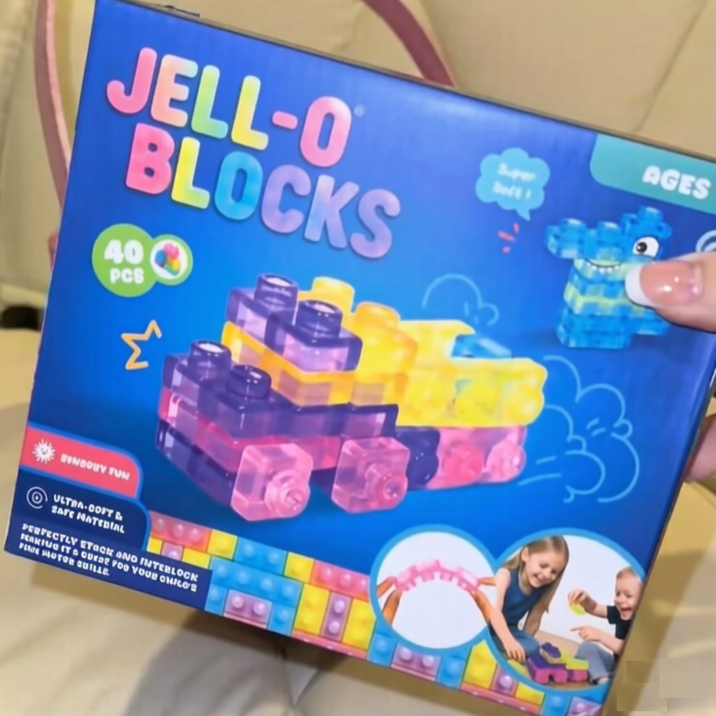 JELLY-O BLOCKS: 40-Piece Montessori Sensory Building Soft Blocks
