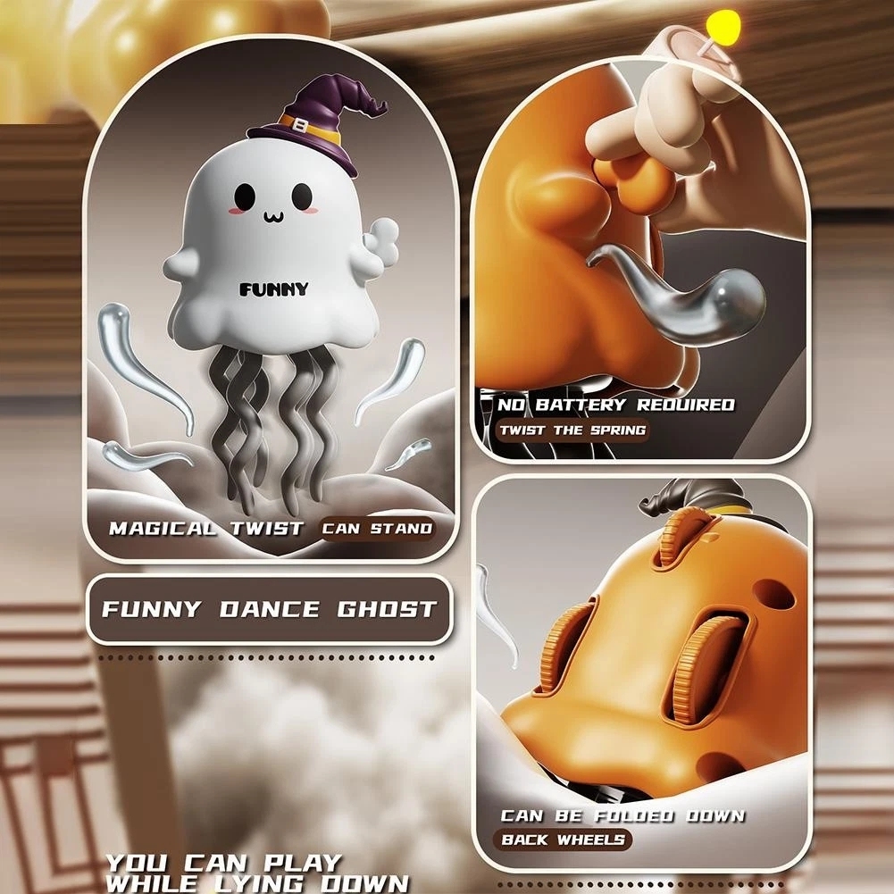 Jouets De Farces Halloween Fantôme Dansant Jouets D'horloge Dessin Animé Citrouille Des Bonbons Ou Un Sort Noël Père Noël Renne Danse Fantôme Jouet