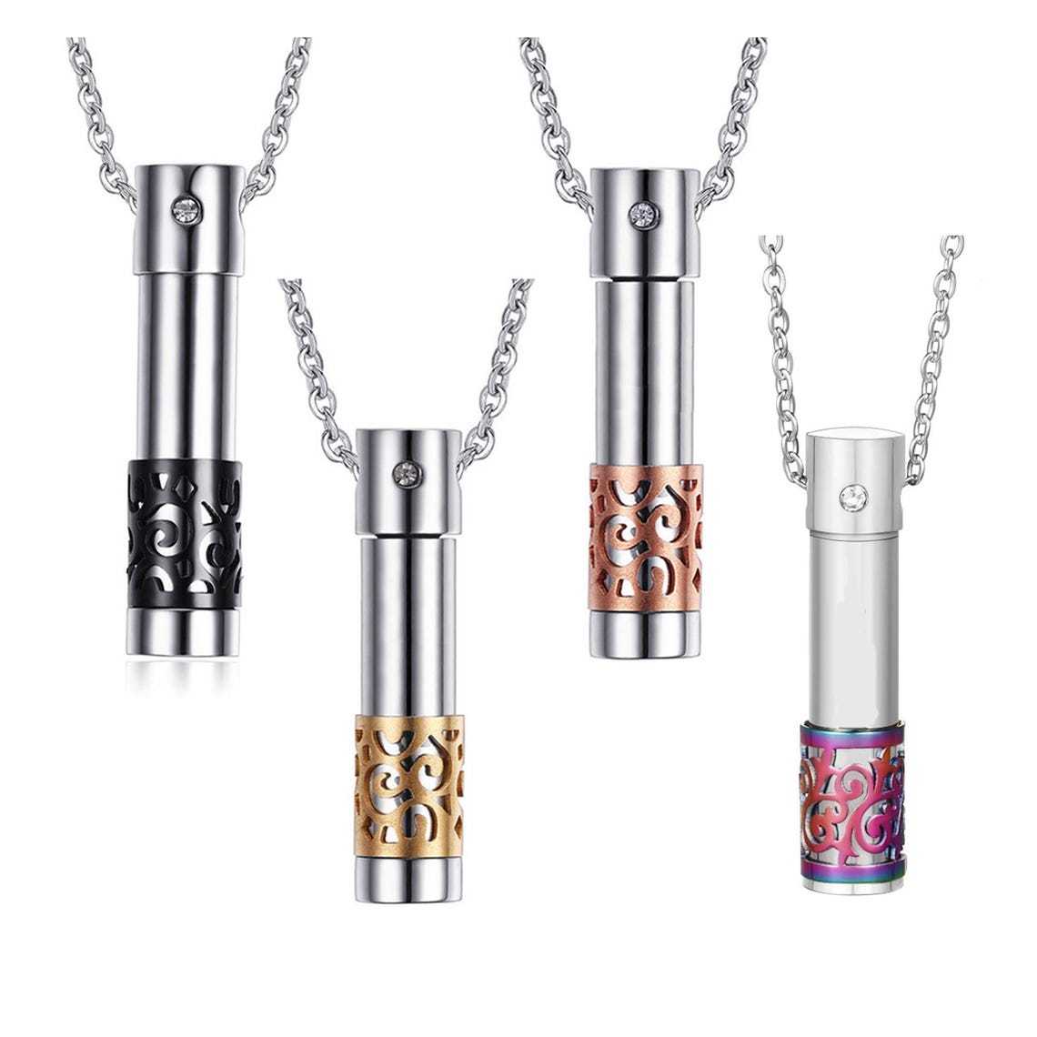 Collier De Parfum Personnalisé Avec Nom, Pendentif Cylindrique Parfumé Personnalisé Avec Mèche En Coton, Pendentif Odeur De Mémoire - CustWitFR