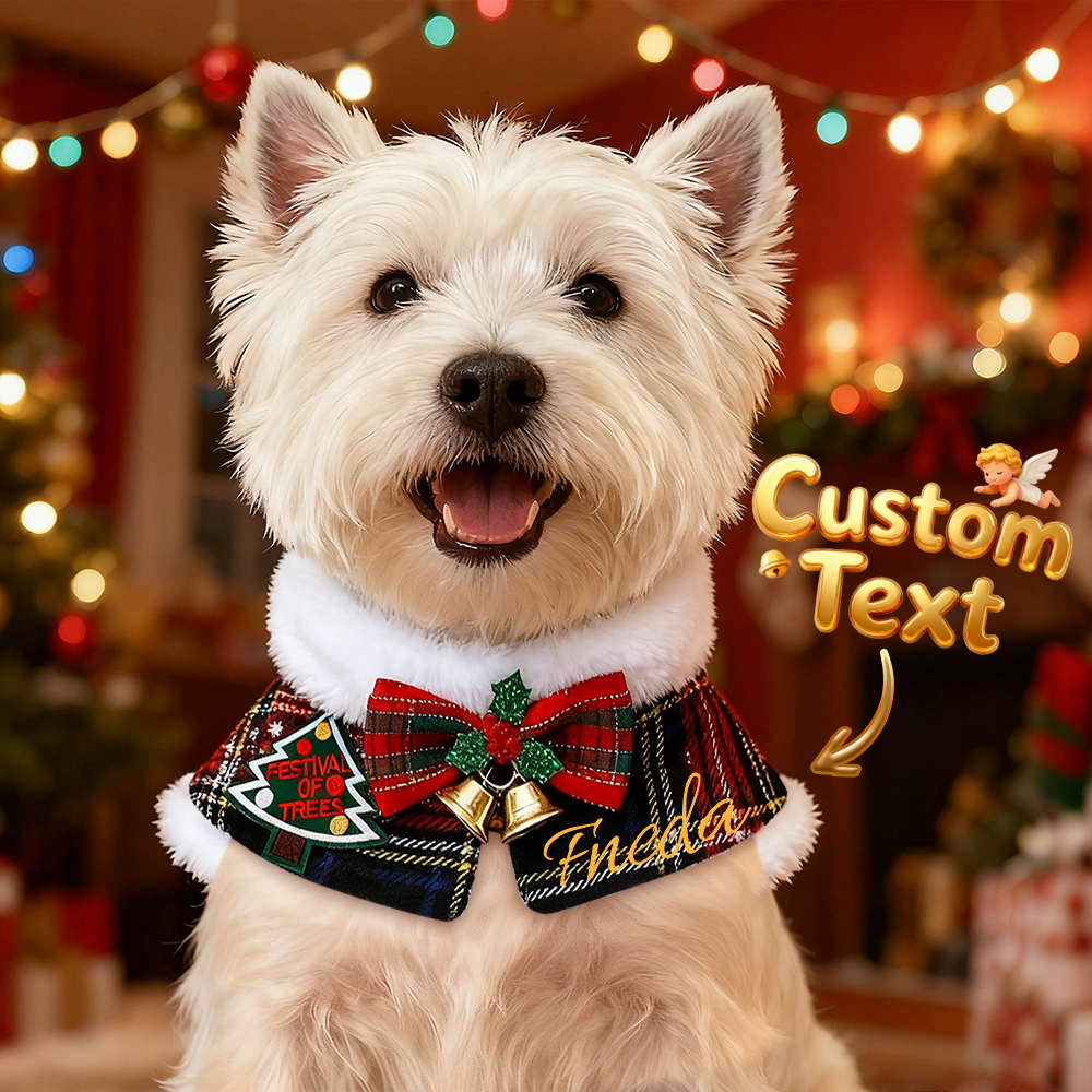 Écharpe personnalisée pour animaux de compagnie avec col en peluche, cape de Noël pour animaux, chauffe-cou pour chiens et chats, cadeau de Noël pour les amoureux des animaux