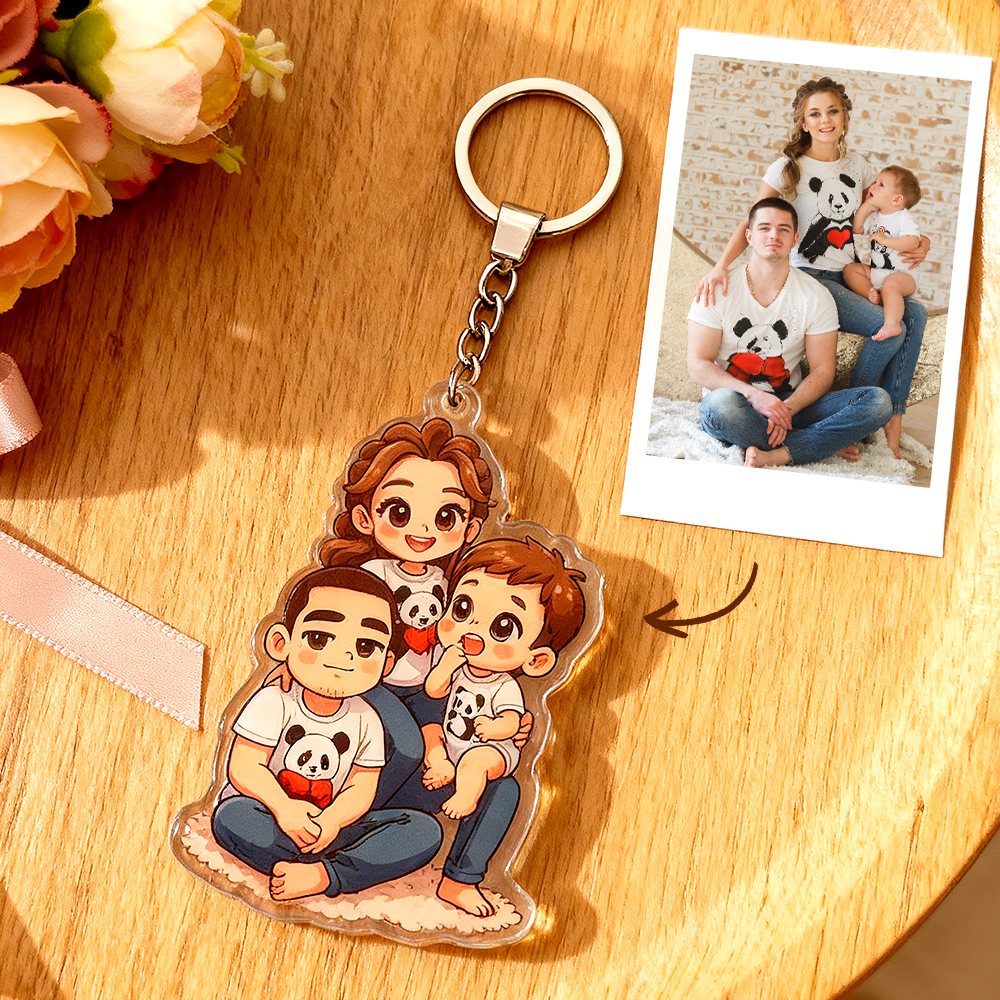 Porte-clés Chibi Personnalisés En Acrylique, Réalisés À Partir De Votre Photo Préférée. Parfaits Pour Les Anniversaires, Les Fêtes Ou Noël.