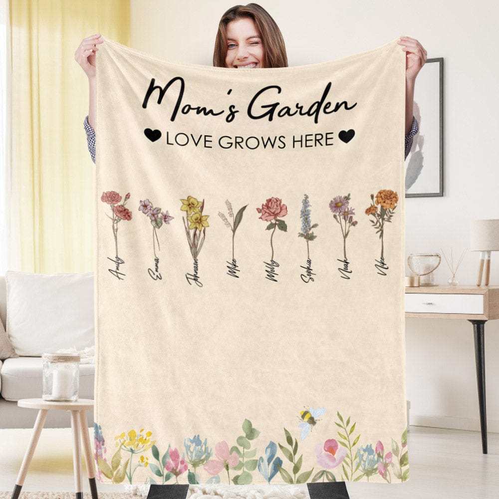 Couverture Florale Personnalisée Pour Anniversaire, Cadeau Personnalisé Pour Grand-mère - CustWitFR