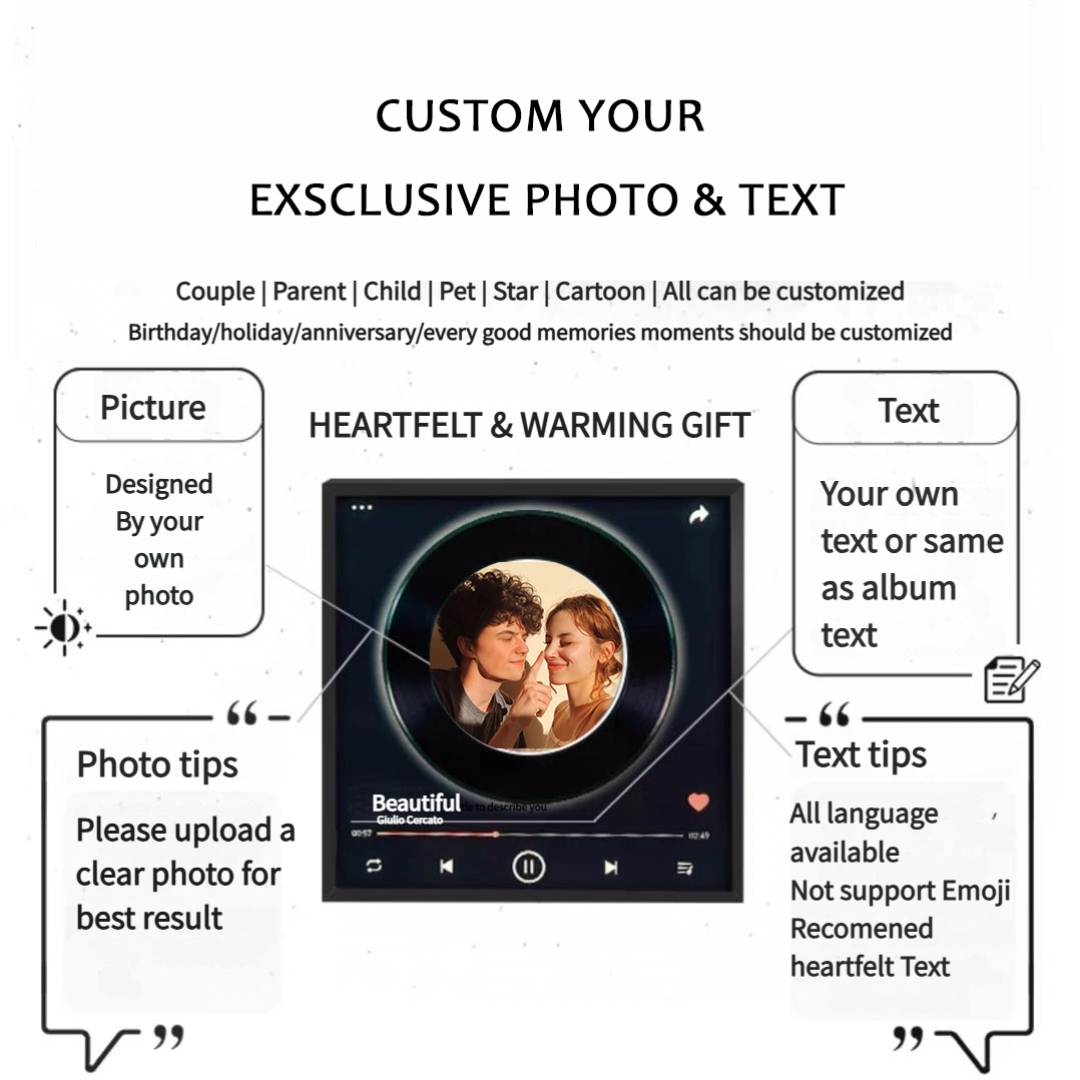 Custom Music Lights New Upgrade Music Wall Photo Sticker That Plays Music Without Cell Phone & Bluetooth Speaker Multiple Styles Couple Gifts