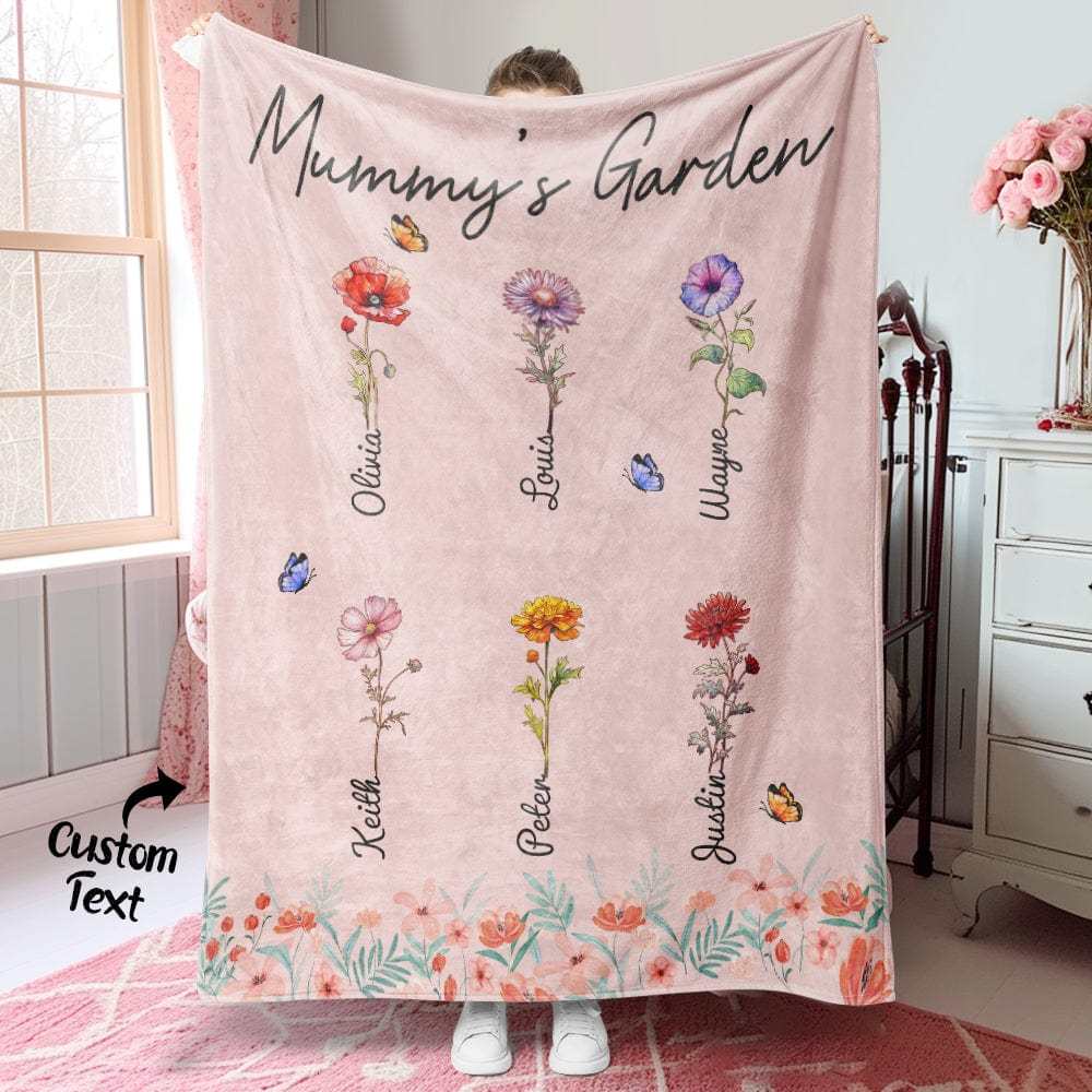 Couverture De Jardin Personnalisée Pour Grand-mère Et Maman, Couverture Florale Personnalisée Pour Le Mois De Naissance, Cadeau Chaleureux Pour Maman - CustWitFR