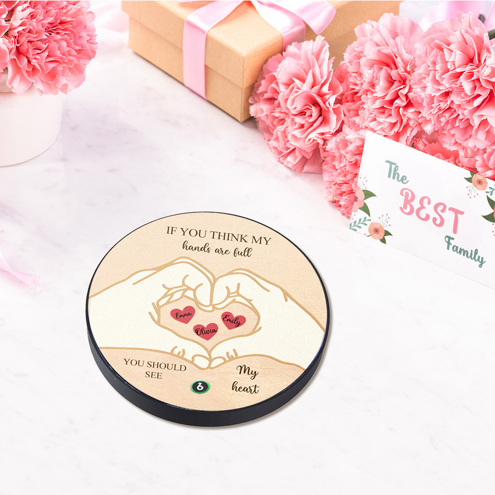 Custom Music Fridge Magnet Personalized Name Heart Pattern Round Fridge Magnet For Loved Ones