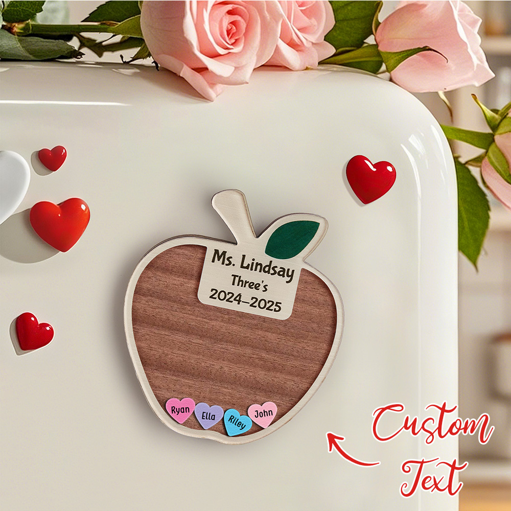 Personalized Teacher Apple Magnet, Custom Teacher Shaker Magnet, Teacher Appreciation Gift