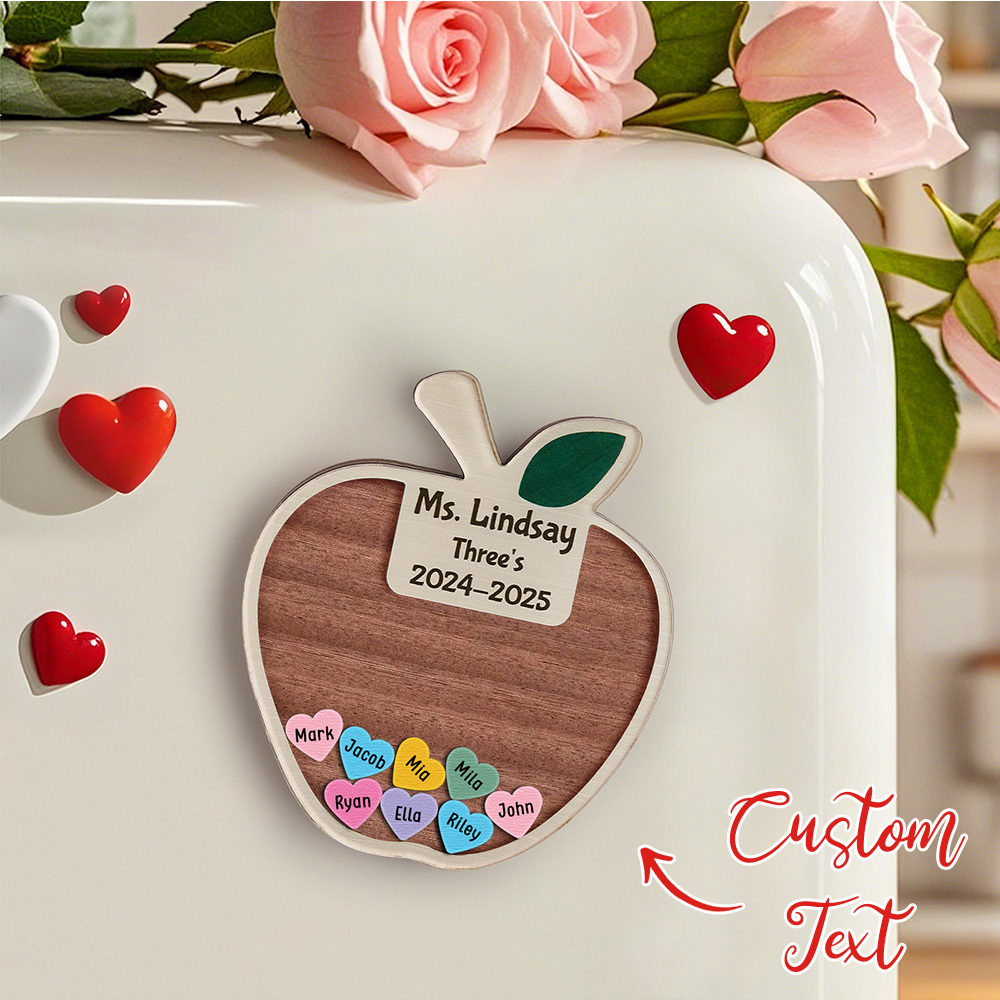 Personalized Teacher Apple Magnet, Custom Teacher Shaker Magnet, Teacher Appreciation Gift